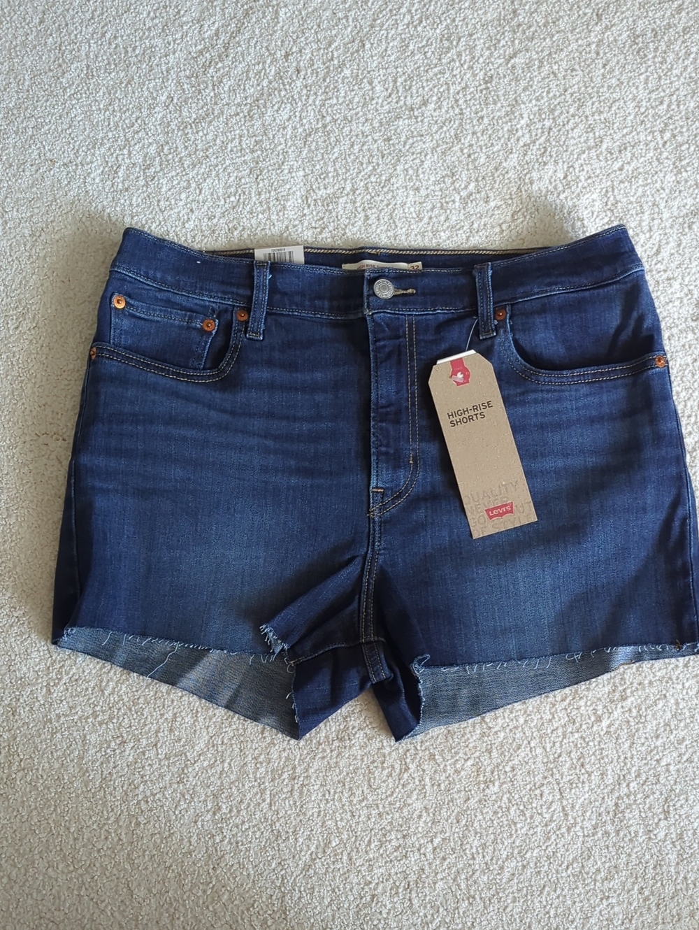 Levi's High-Rise Dark Blue Denim Cutoff Shorts